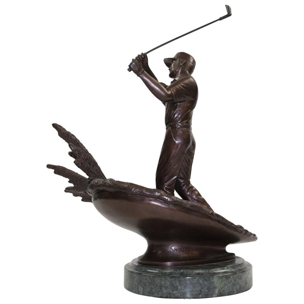 2001 Ltd Ed 'Trap Shot' Golfer Sculpture on Marble by Dean Shipston #270/2500 - Weighs 13lbs!