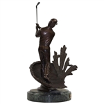 2001 Ltd Ed 'Trap Shot' Golfer Sculpture on Marble by Dean Shipston #270/2500 - Weighs 13lbs!