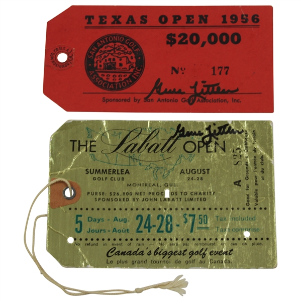 Two Tickets Signed by Champion Gene Littler - 1956 Texas Open & The Labatt Open JSA ALOA