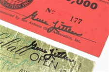 Two Tickets Signed by Champion Gene Littler - 1956 Texas Open & The Labatt Open JSA ALOA