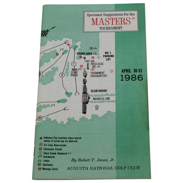 1986 Masters Tournament Spectator Guide - Jack Nicklaus' 6th Green Jacket
