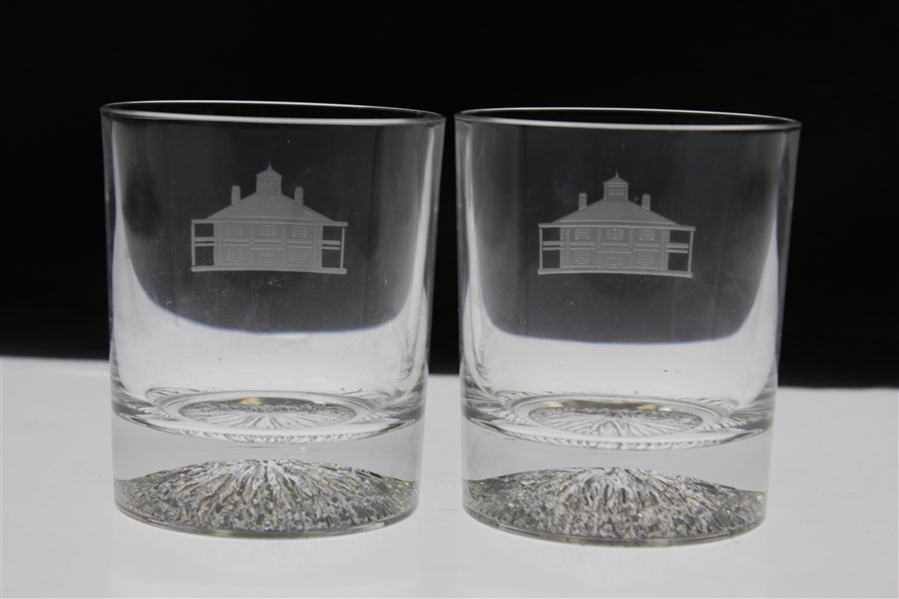 Two Augusta National Golf Club Clubhouse Rocks Glasses Set - 1990's