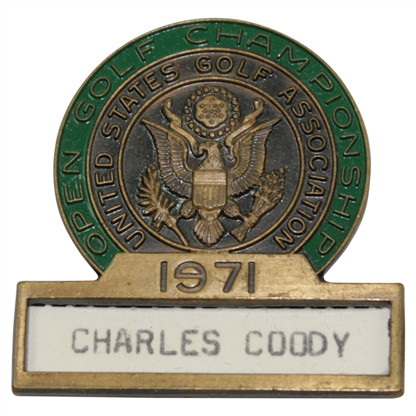Charles Coody's 1971 US Open at Merion Contestant Badge