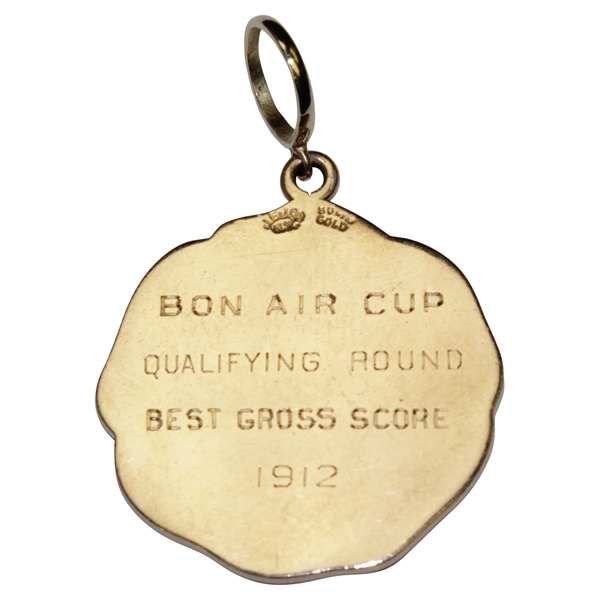1912 Country Club of Augusta Solid Gold 'Bon Air Cup' Best Gross Score 18k Gold Medal
