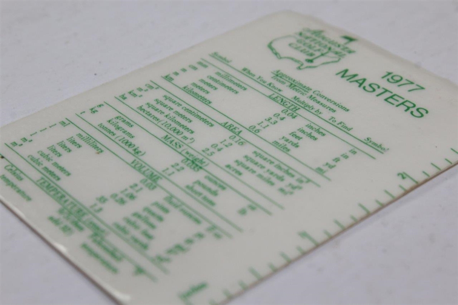 1977 Masters Tournament Commemorative Metric Conversions Card