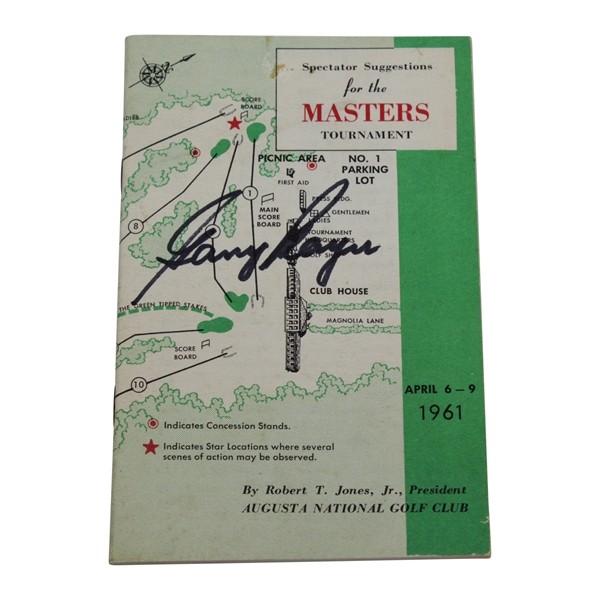 Gary Player Signed 1961 Masters Tournament Spectator Guide JSA ALOA