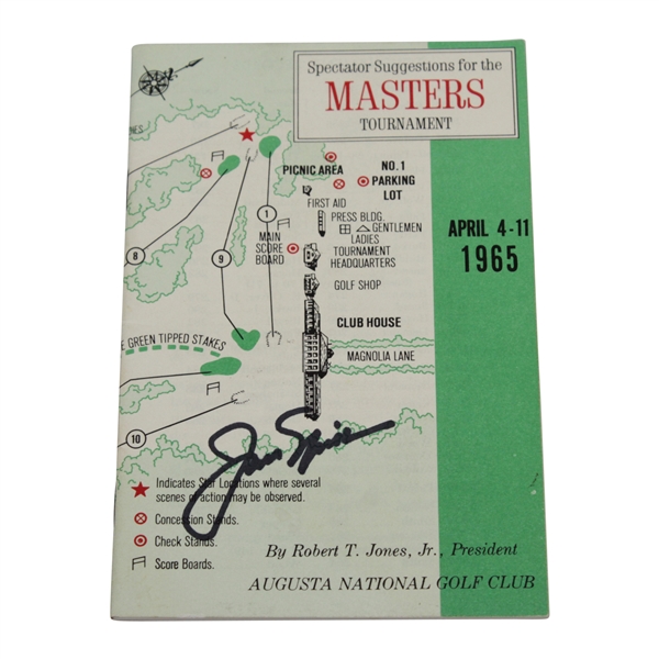 Jack Nicklaus Signed 1965 Masters Tournament Spectator Guide JSA ALOA