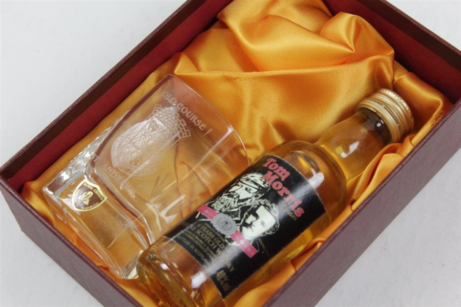 The Tom Morris Dram Deluxe Scotch Whisky with Shot Glass in Original Burns Crystal Package