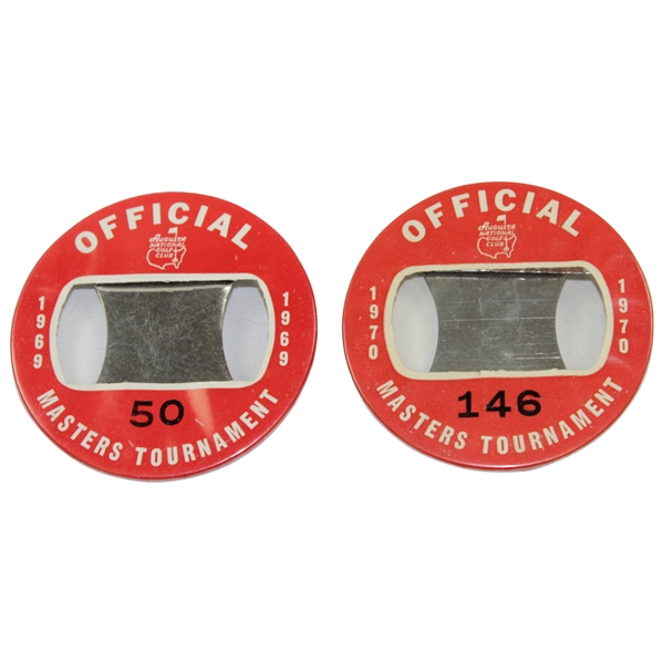 1969 & 1970 Masters Tournament Officials Badges #50 & #146