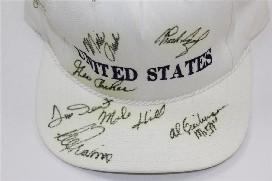Multi-Signed 'United States' White Hat with Archer, Trevino, Gieberger, & more - Charles Coody Collection JSA ALOA