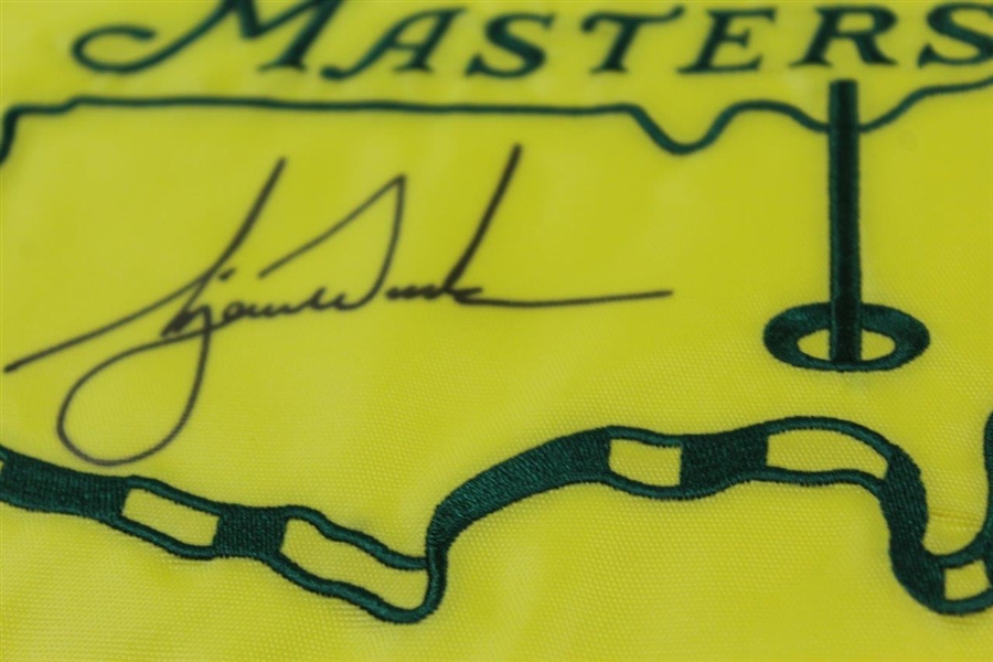 Tiger Woods Signed Undated Masters Embroidered Flag - Charles Coody Collection JSA ALOA