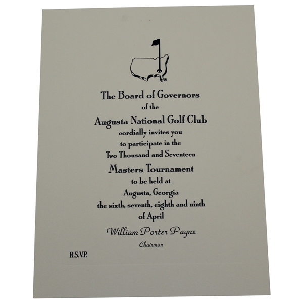Charles Coody's 2017 Augusta National Golf Club Masters Tournament Invitation