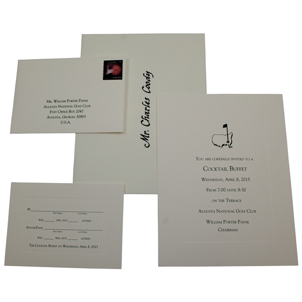 Charles Coody's 2015 Augusta National Golf Club Masters Tournament Cocktail Buffet Invitation with Envelope & RSVP Card