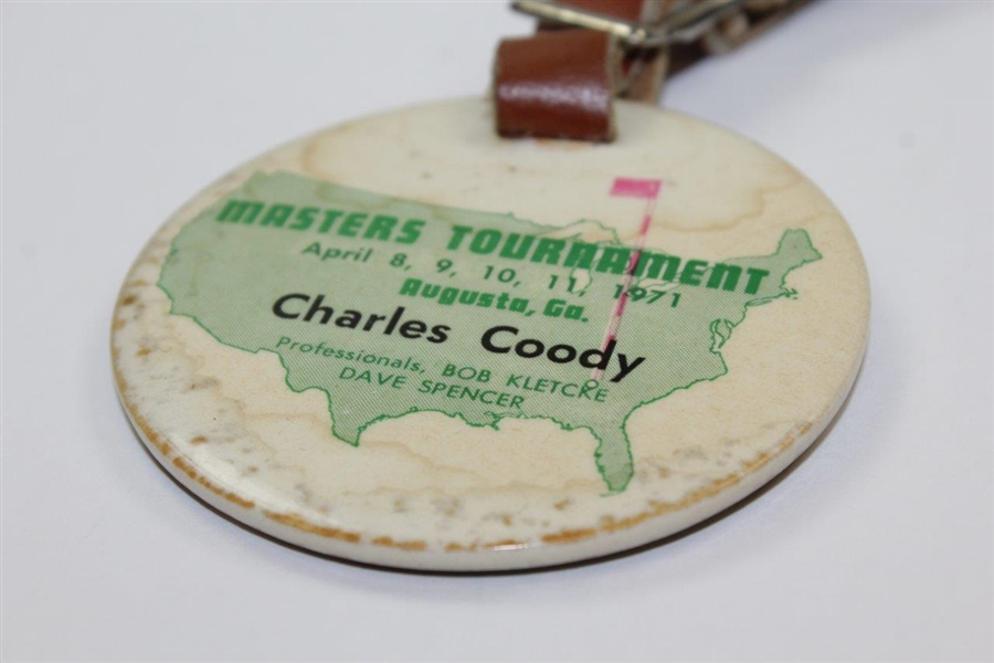 Masters Champion Charles Coody's 1971 Masters Contestant Bag Tag