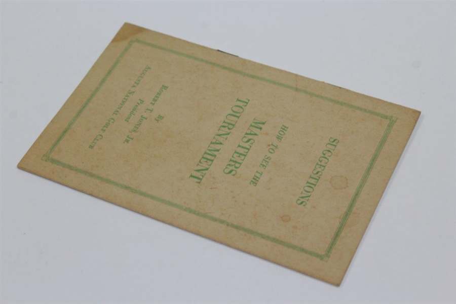 1949 Masters Tournament Spectator Guide - Scarce First Ever Issued - Sam Snead Winner