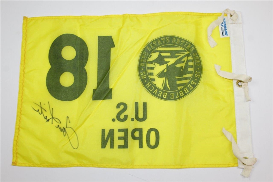 Tom Kite Signed 1992 US Open at Pebble Beach Yellow Screen Flag JSA ALOA