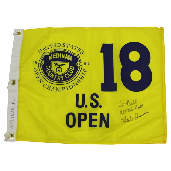 Hale Irwin Signed 1990 US Open at Medinah CC Yellow Screen Flag - Personalized JSA ALOA