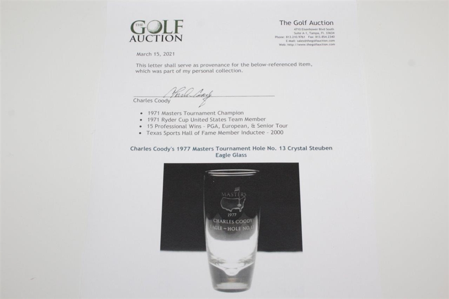 Charles Coody's 1977 Masters Tournament Hole No. 13 Crystal Steuben Eagle Glass