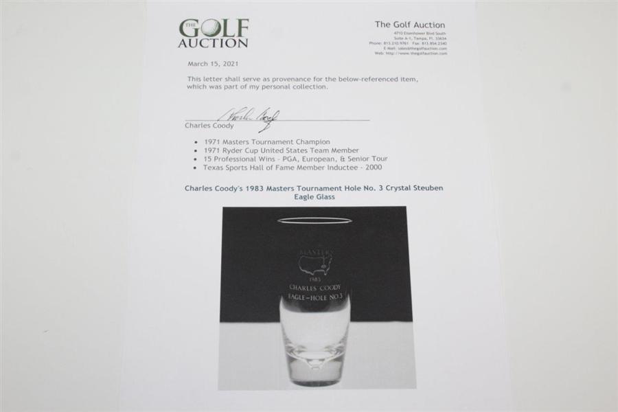 Charles Coody's 1983 Masters Tournament Hole No. 3 Crystal Steuben Eagle Glass