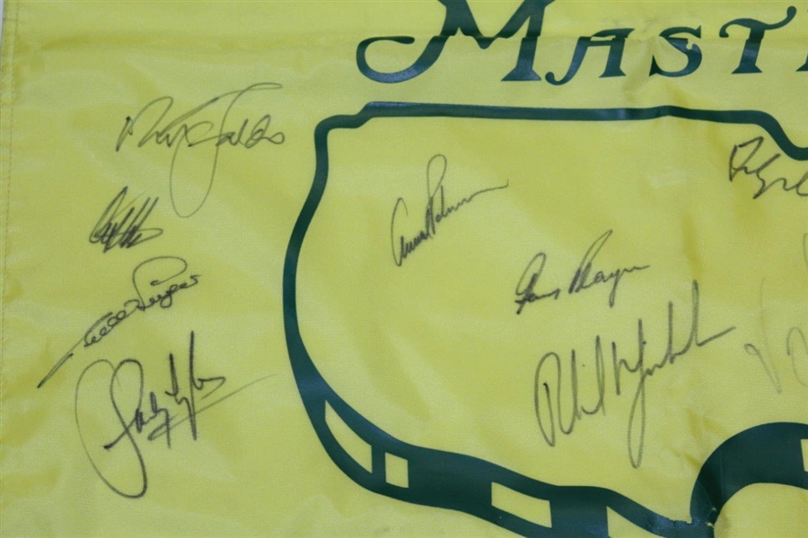 Arnold Palmer, Mickelson & 15 other Champs Signed Masters Undated House Flag JSA ALOA