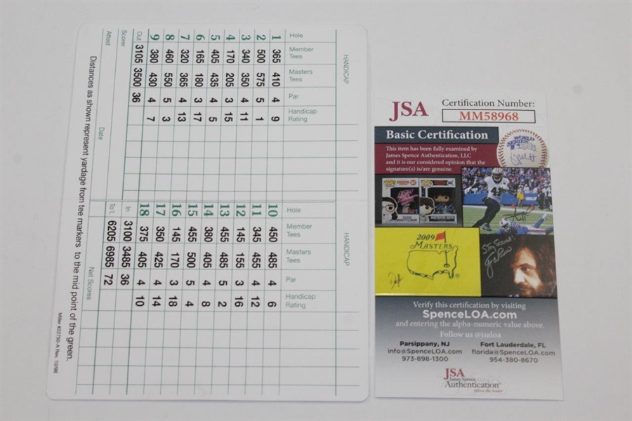 Shane Lowery Signed Augusta National Golf Club Scorecard JSA #MM58969