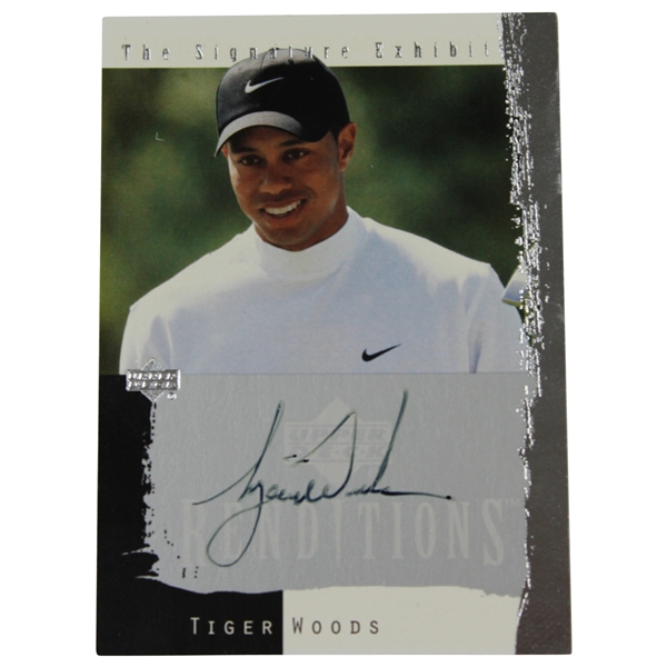 Tiger Woods Signed 2003 Upper Deck The Signature Exhibit Renditions Golf Card - Verso Paper Loss 