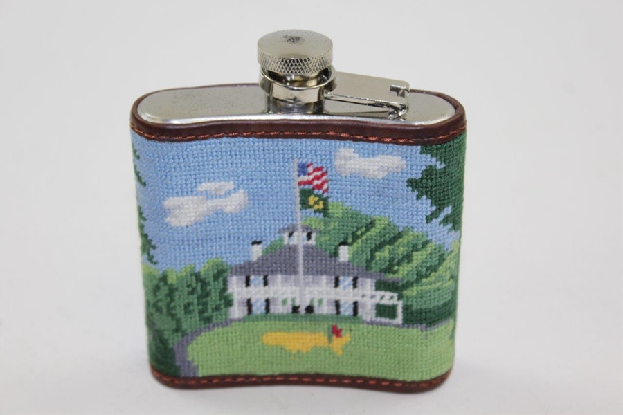 Augusta National Smathers & Branson Hand-Stitched Needlepoint Masters Clubhouse Flask