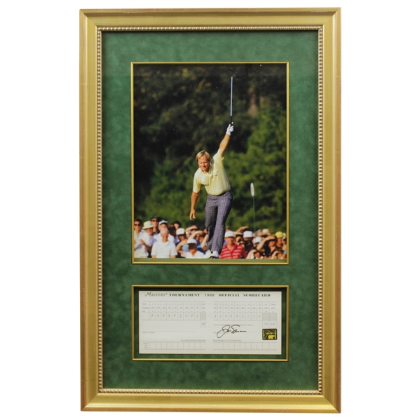 Jack Nicklaus Signed 1986 Masters Tournament Official Scorecard with Photo Display - Framed JSA ALOA