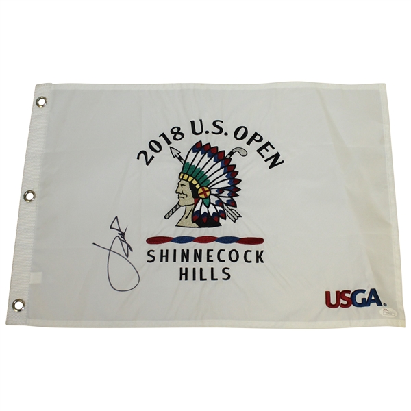 Jordan Spieth Signed 2018 US Open at Shinnecock Hills Embroidered Flag FULL JSA #Z27622