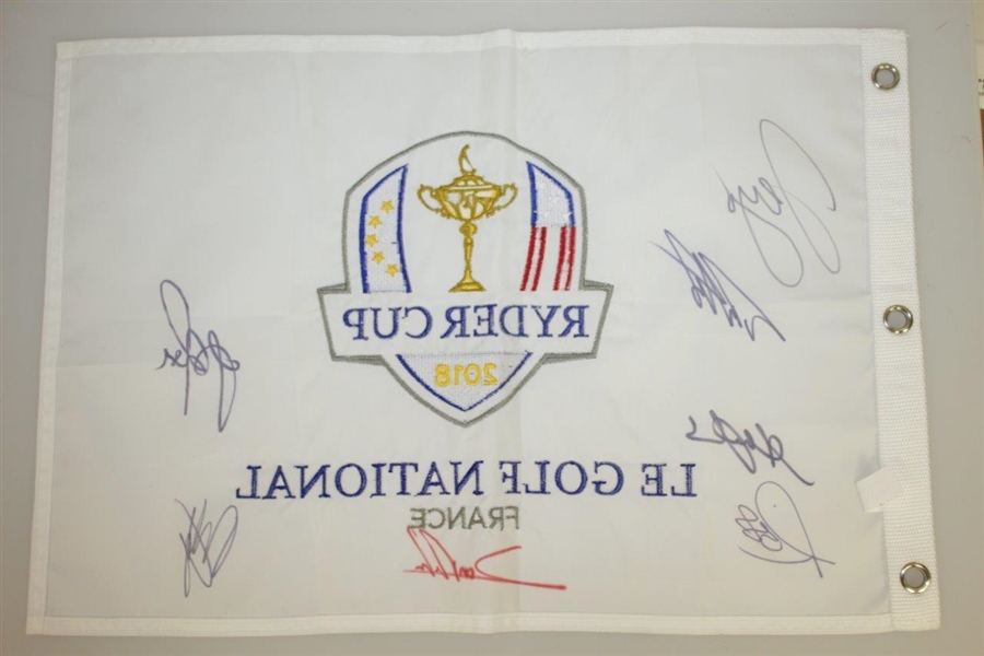 2018 Ryder Cup Flag Signed by Members of European Team JSA ALOA