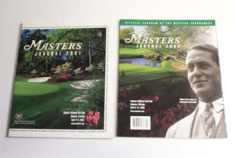 Eight (8) Masters Tournament Journals - 1991, 1992(x2), 1993-1995, 2001-2002