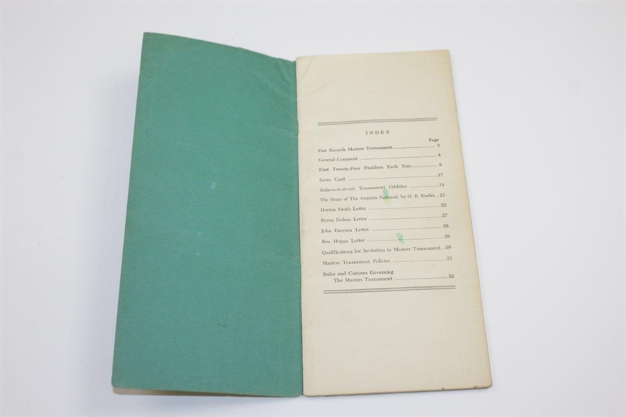 Augusta National Golf Club 1934-1953 Records of The Masters Tournament Booklet