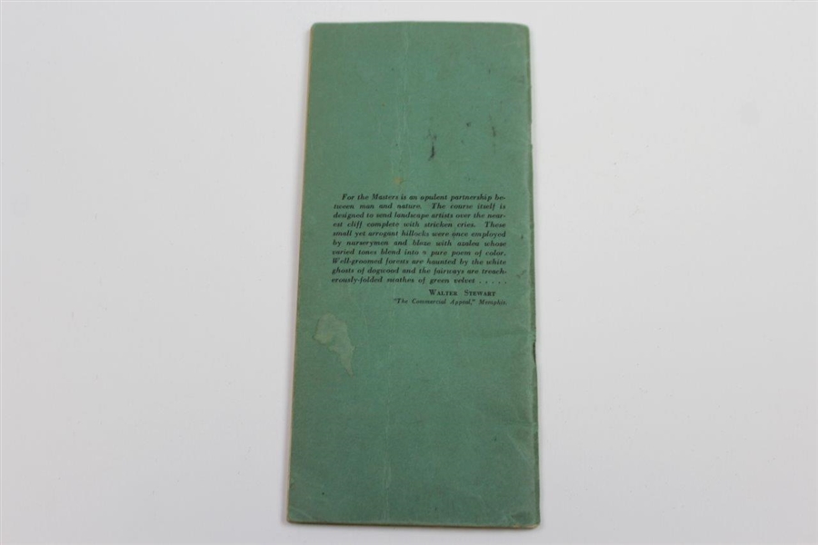Augusta National Golf Club 1934-1953 Records of The Masters Tournament Booklet