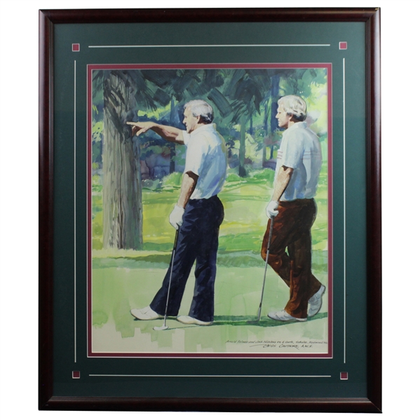 Original Arnold Palmer & Jack Nicklaus at Sahalee Painting by Jess Cauthorn - Framed
