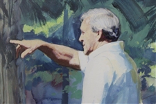 Original Arnold Palmer & Jack Nicklaus at Sahalee Painting by Jess Cauthorn - Framed