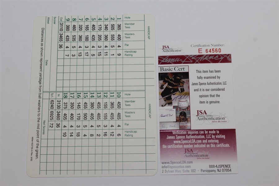 Seve Ballesteros Signed Augusta National Golf Club Scorecard JSA #E64560
