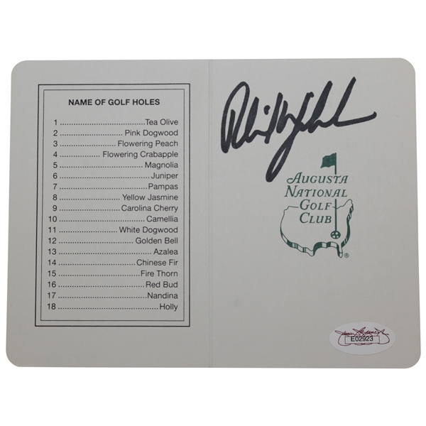 Phil Mickelson Signed Augusta National Golf Club Scorecard JSA #E02923