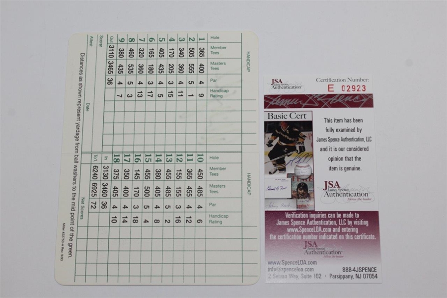 Phil Mickelson Signed Augusta National Golf Club Scorecard JSA #E02923