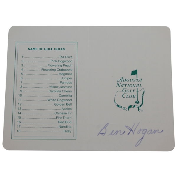 Ben Hogan Signed Augusta National Golf Club Scorecard JSA #E64562