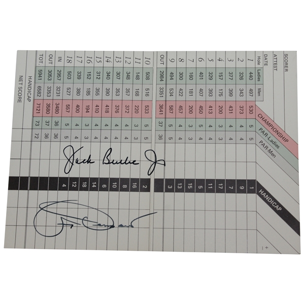 Jimmy Demaret & Jack Burke Jr. Signed Champions Golf Club Scorecard JSA FULL #Y33913