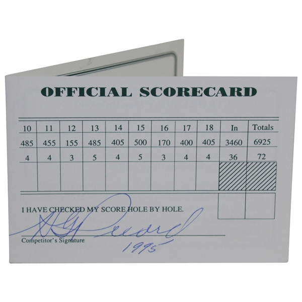 Henry 'H.G.' Picard Signed 1994 Official Augusta National Golf Club Scorecard with '1995' JSA #L41687