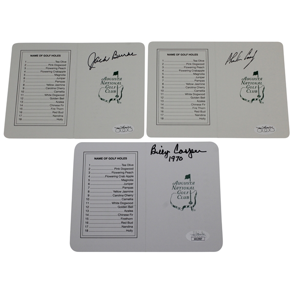Jack Burke, Charles Coody, & Billy Casper '1970' Signed Augusta National Golf Club Scorecards JSA Certs & ALOA