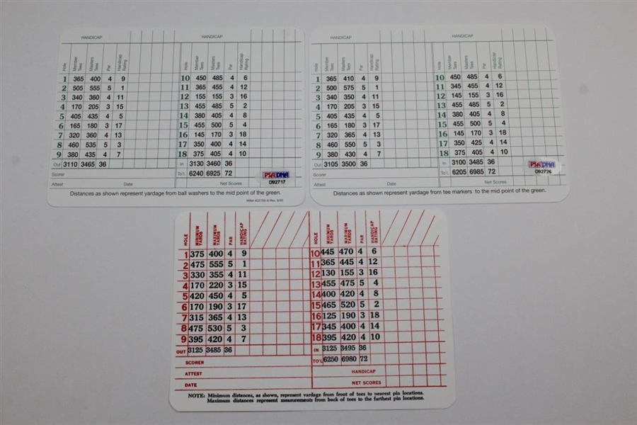 Herman Keiser, Doug Ford, & Bob Goalby Signed Augusta National Golf Club Scorecards JSA & PSA
