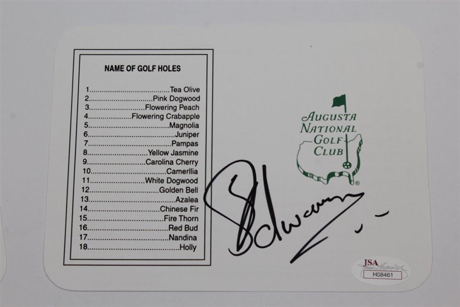 Vijay Singh, Charl Schwartzel, & Trevor Immelman Signed Augusta National Golf Club Scorecards JSA Certs