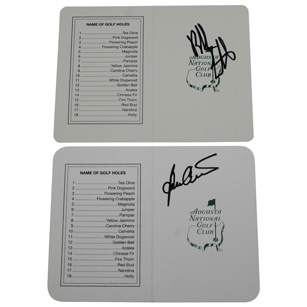 2x Masters Champs Bubba Watson & Ben Crenshaw Signed Augusta National Golf Club Scorecards JSA & PSA