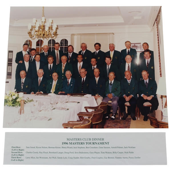 1996 Masters Tournament Champions Club Dinner Original Photo from Gene Sarazen Estate