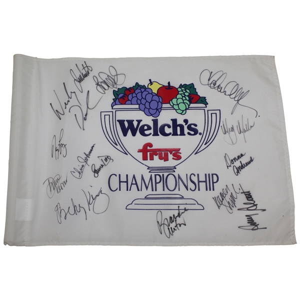 Multi-Signed Welch's Fry's Championship White Course Flown Flag JSA ALOA