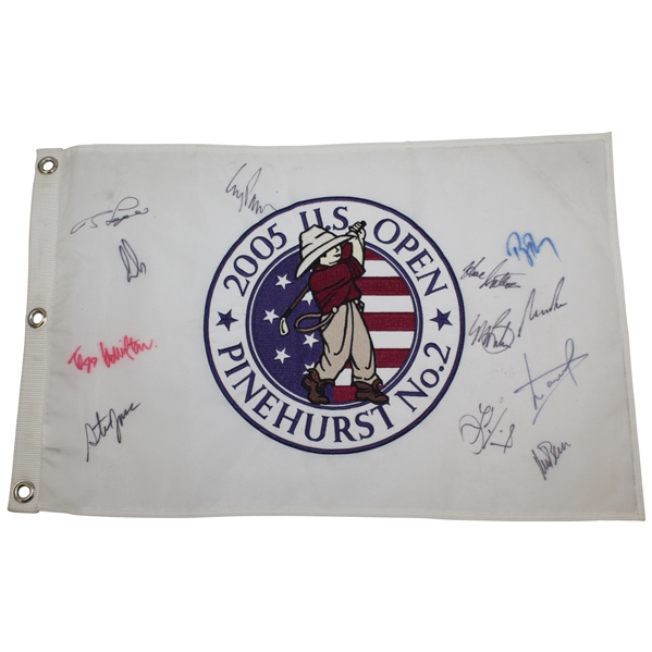2005 US Open at Pinehurst Multi-Signed Flag Including Pavin, Sutton, Jones, & others JSA ALOA