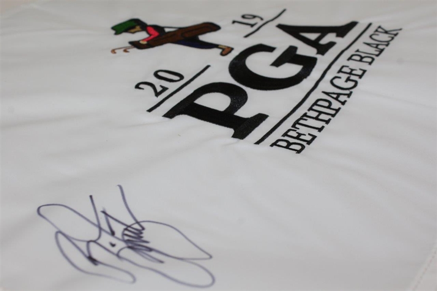 Rickie Fowler Signed 2019 PGA Championship at Bethpage Black Embroidered Flag JSA ALOA