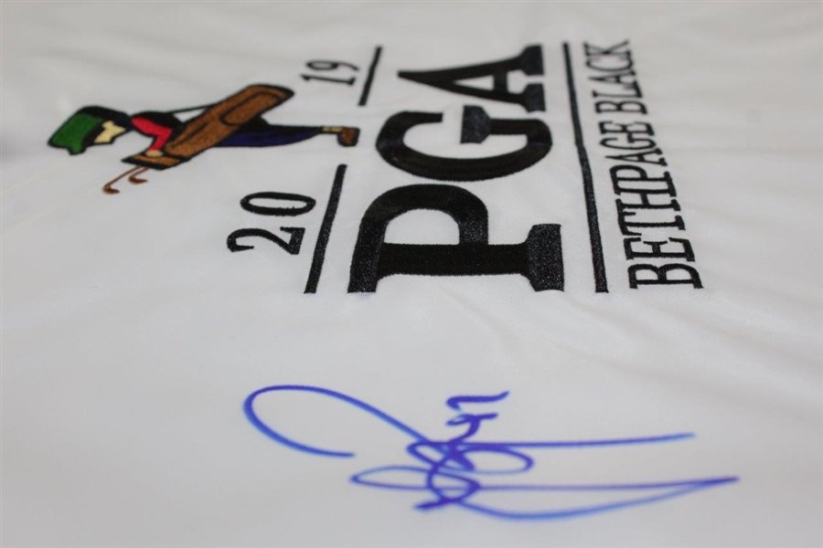 Justin Rose Signed 2019 PGA Championship at Bethpage Black Embroidered Flag JSA ALOA